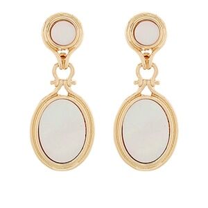 Mop & Metal Oval Dangle Earrings